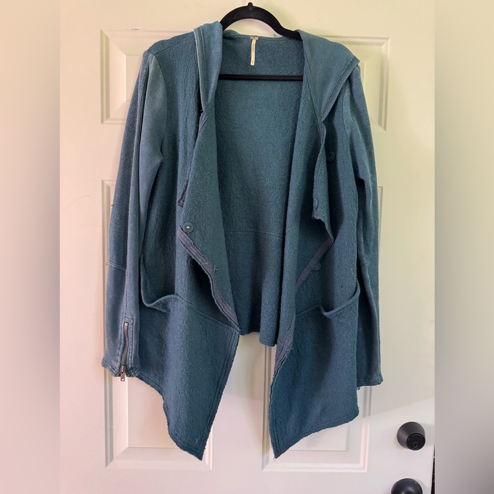 Free People Women's Teal Sweater/Jacket